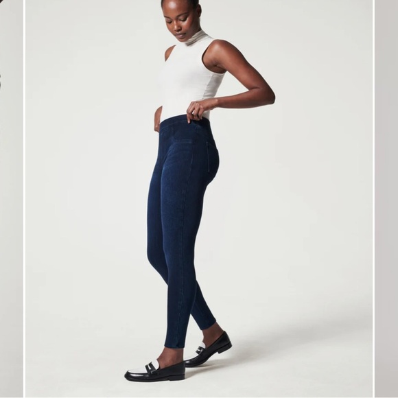 SPANX Blue Jeggings High-Rise Stretch L - Picture 1 of 7